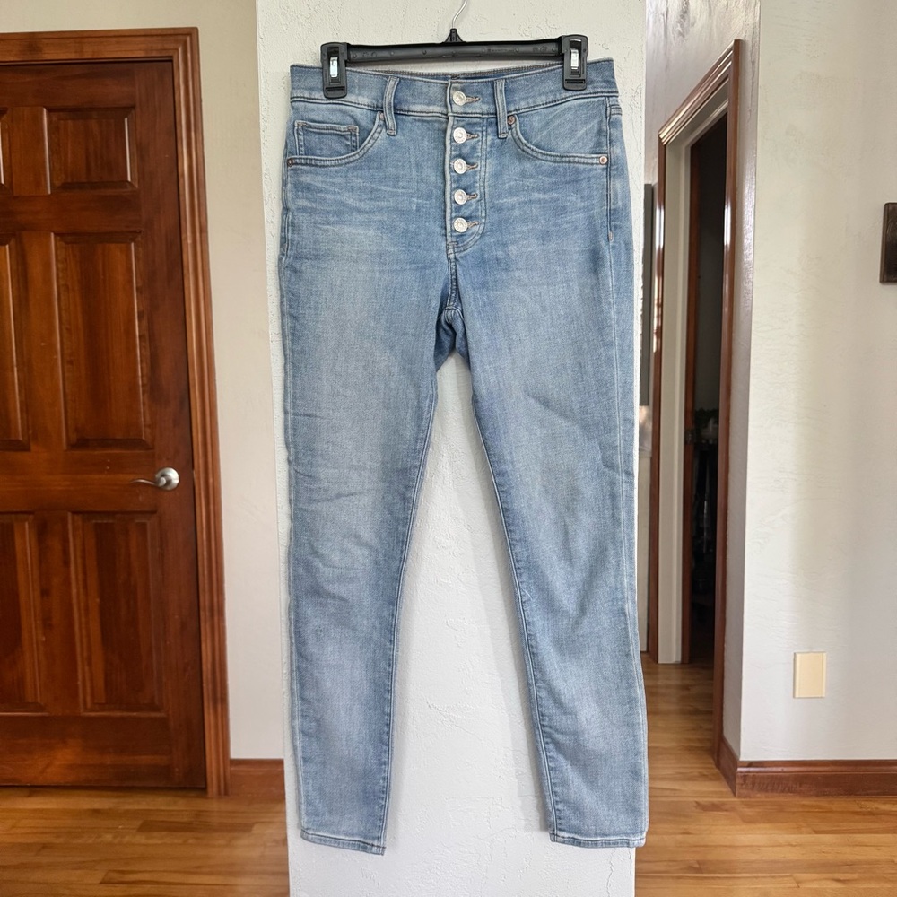 Express Mid Rise Button Fly Skinny Jeans